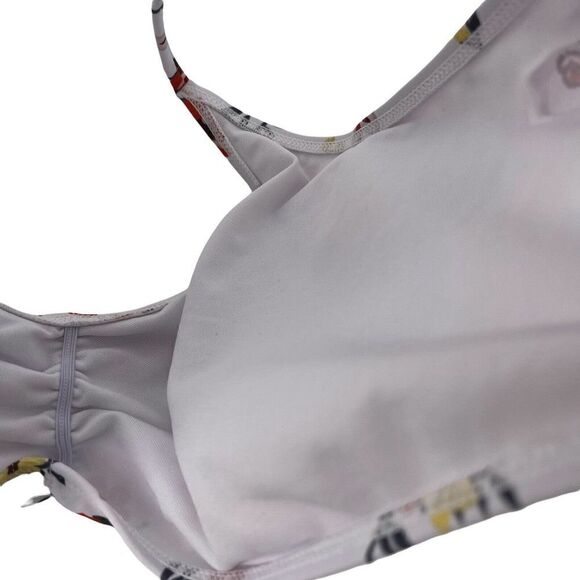 Bohemian Bikini Top Womens Size 4XL White Red V Neck Swimwear Wireless Floral - Picture 6 of 8